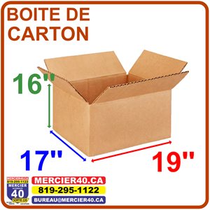 BOITE DE CARTON - 19PO X 17PO X 16PO