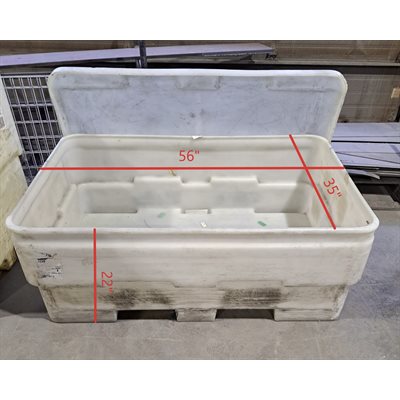 BAC EN PLASTIQUE BLANC AVEC COUVERCLE 35PO X 56PO X 22PO