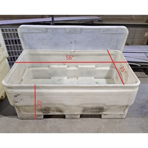 BAC EN PLASTIQUE BLANC AVEC COUVERCLE 35PO X 56PO X 22PO