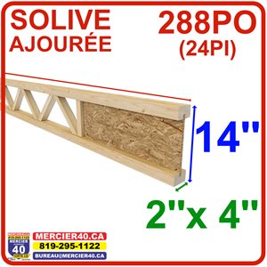SOLIVE AJOURÉE EN BOIS, 2X4 X 14PO X 24PI RECTANGULAIRE
