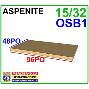 ASPENITE 15 / 32 X 48 X 96 (12 MM) OSB1 PAS EN STOCK