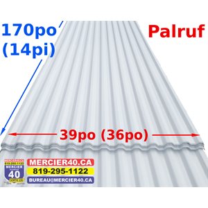 PALRUF FEUILLE DE PVC BLANCHE 5 / 8PO X 36PO X 14PI (+- 170PO)