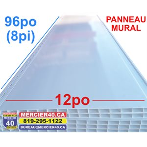 PANNEAU MURAL DE PVC BLANC 12PO X 100PO