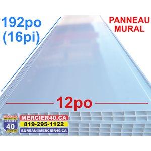 PANNEAU MURAL DE PVC BLANC 12PO X 16PI