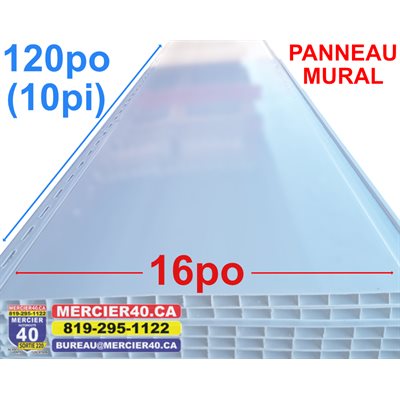 PANNEAU MURAL DE PVC BLANC 16PO X 10PI