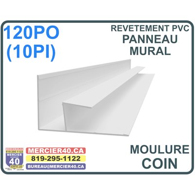 MOULURE PANNEAU MURAL - COIN INT. / EXT. EN PVC - 10PI 12 / BTE