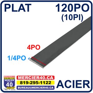 ACIER PLAT NEUF - 4PO X 1 / 4PO X 120PO (10PI)