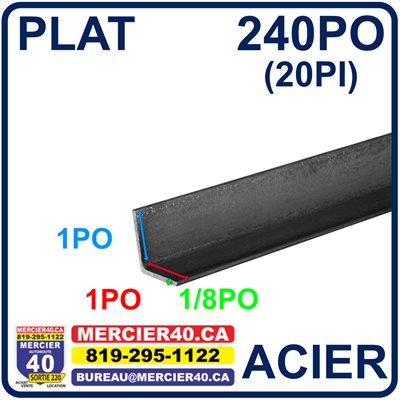 ACIER ANGLE NEUF - 1PO X 1PO X 1 / 8PO X 240PO (20PI)