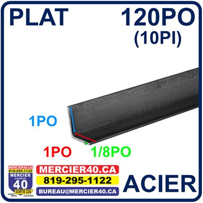 ACIER ANGLE NEUF - 1PO X 1PO X 1 / 8PO X 120PO (10PI)