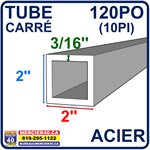 ACIER TUBE NEUF - 2PO X 2PO X 3 / 16PO X 120PO (10PI)