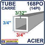 ACIER TUBE NEUF - 3 / 4PO X 3 / 4PO X 3 / 32PO X 168PO (14PI)