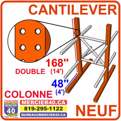 CANTILEVER NEUF - COLONNE DOUBLE PORTE-A-FAUX W8@18X168PO